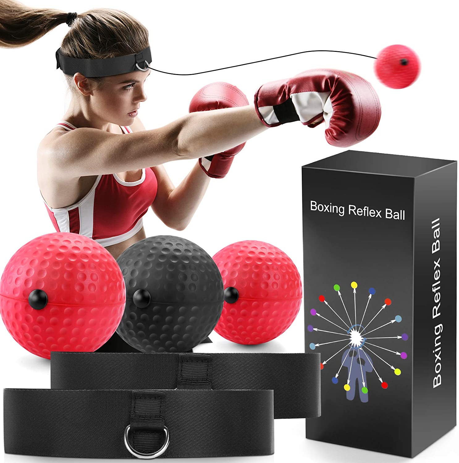 Pelota de reflejos de boxSET DE 3 PELOTAS DE BOXEO REFLEX BALL BOXING – 3 NIVELES